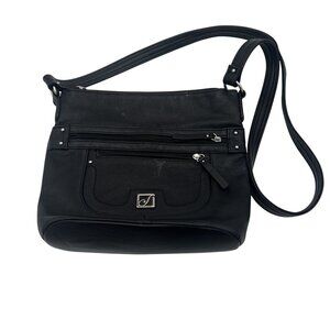 Stone Mountain Black Pebble Leather Crossbody Bag With Strap
